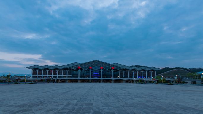 张家界高铁站日转夜延时