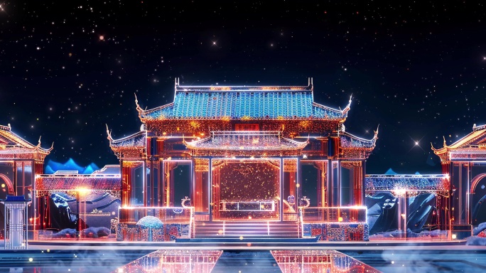 全息线框宫殿投影