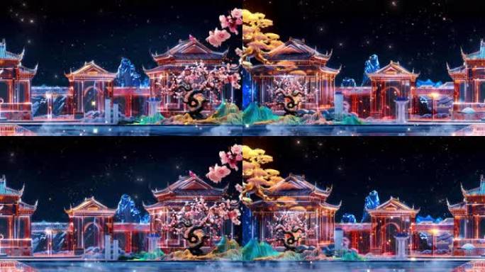 全息线框宫殿投影