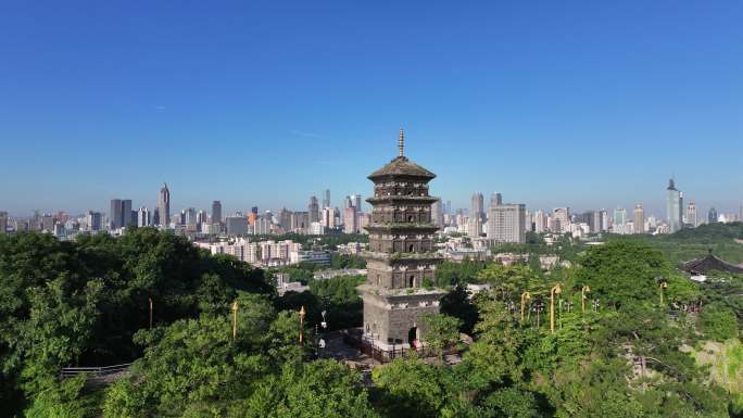 南京九华山公园三藏塔航拍