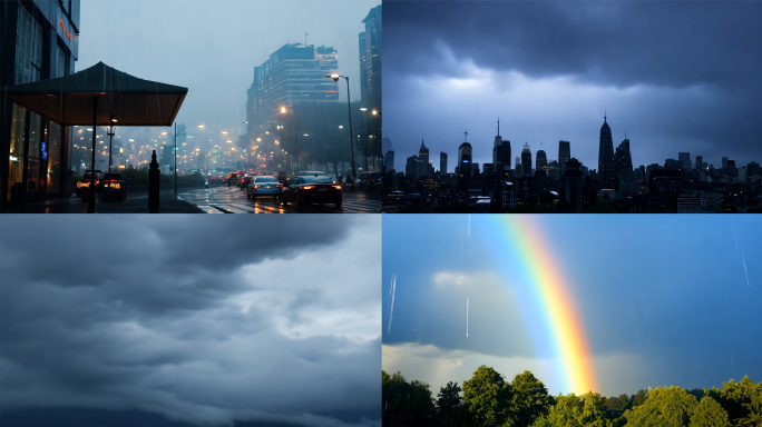 雷雨雷暴天气狂风暴雨下雨天雨过天晴