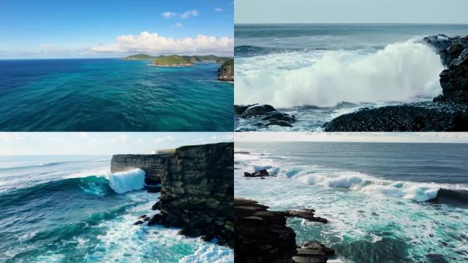 大海海洋海浪浪花深海航拍合集