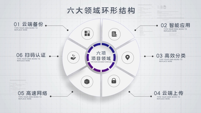 企业简洁文字饼状图分支分类图