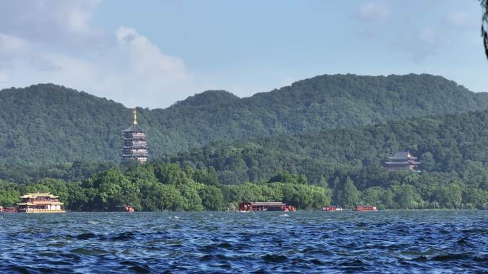 西湖雷峰塔西湖游船