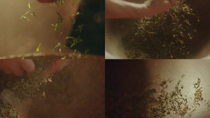 炒茶茶叶制作茶艺4K慢镜头合集