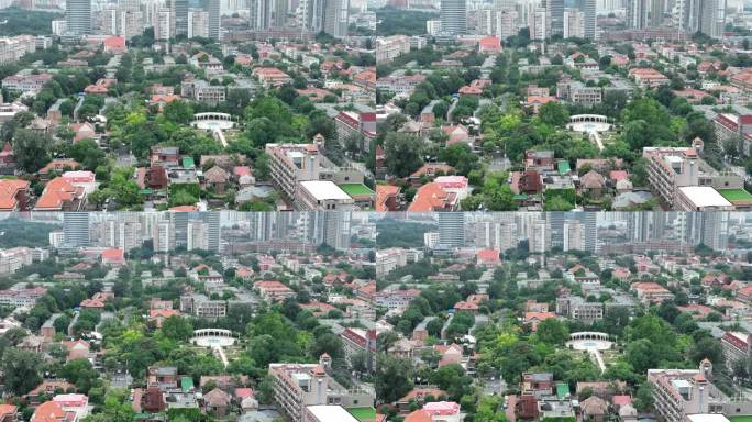 航拍天津市著名景点五大道 古建筑群