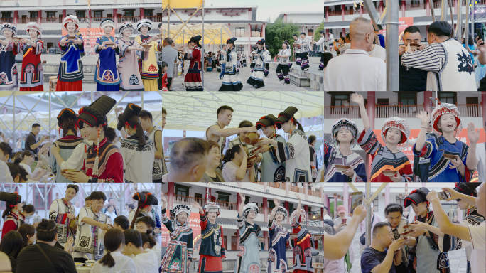 少数民族彝族高山流水喝酒苗族