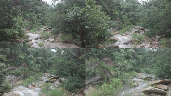 航拍烟台牟平昆嵛山岳姑殿景区夏季雨后山水