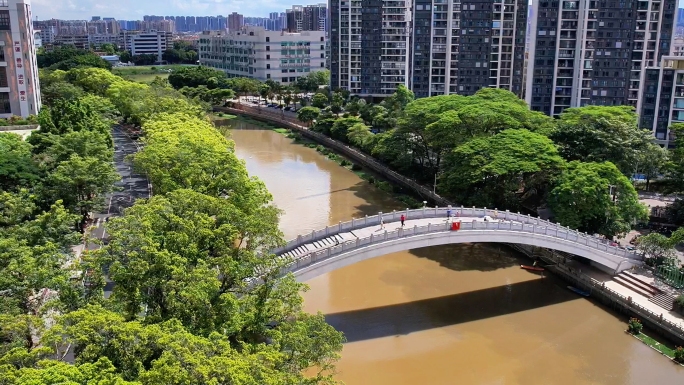 佛山汾江河中山公园国瑞升平片区航拍素材