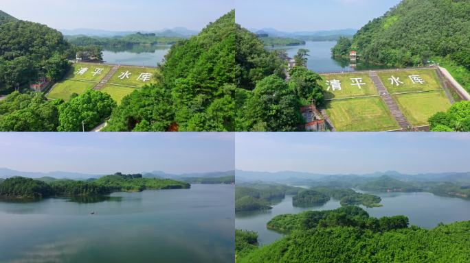 航拍广西宾阳县清平水库