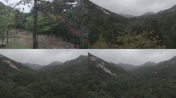 航拍烟台牟平昆嵛山岳姑殿景区夏季雨后山水