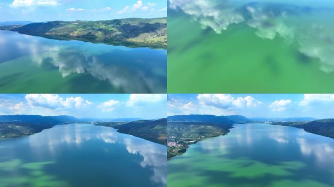 高原淡水湖泊4k航拍