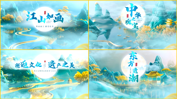 青绿山水中国风片头水墨片头