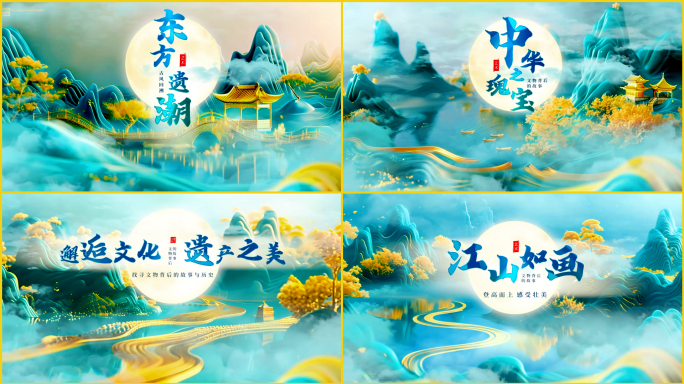 青绿山水中国风片头水墨片头