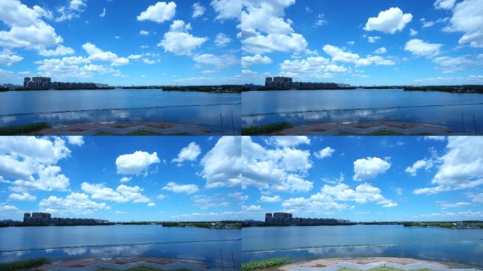 4K蓝天白云下的迪荡湖延时摄影7
