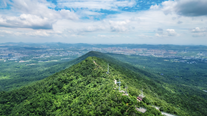 南京地标紫金山高空航拍延时