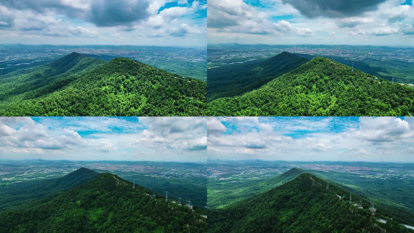 南京地标紫金山高空航拍延时