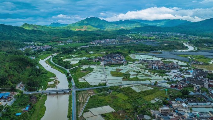 4K清远佛冈水头镇航拍延时