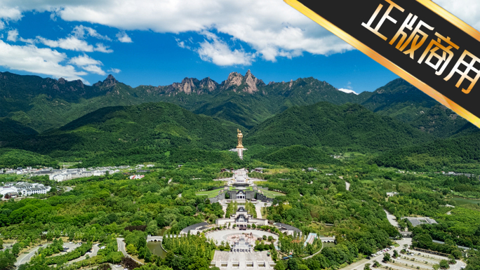 安徽九华山地藏王菩萨金像大佛延时航拍风景