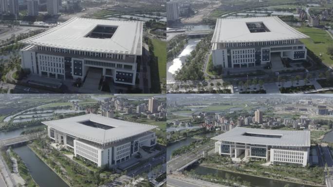 体育馆环绕航拍 科技馆图书馆