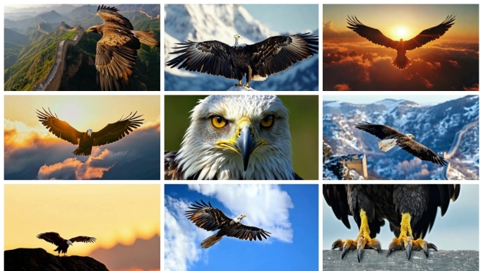 雄鹰日出长城鹰击长空