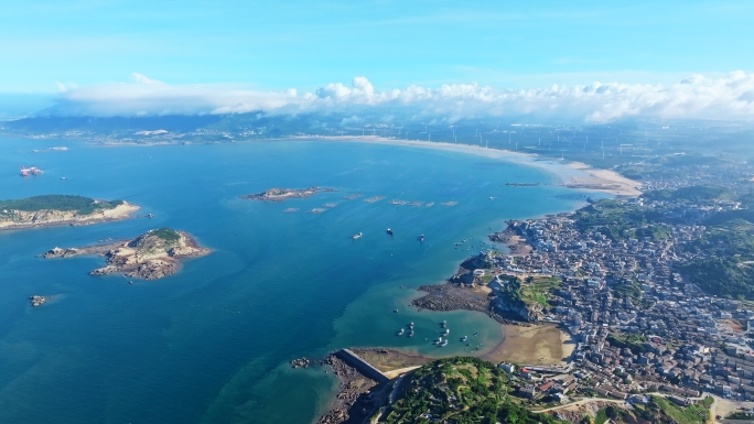 航拍福建平潭岛海岸线