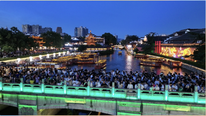 夫子庙， 秦淮河夜景