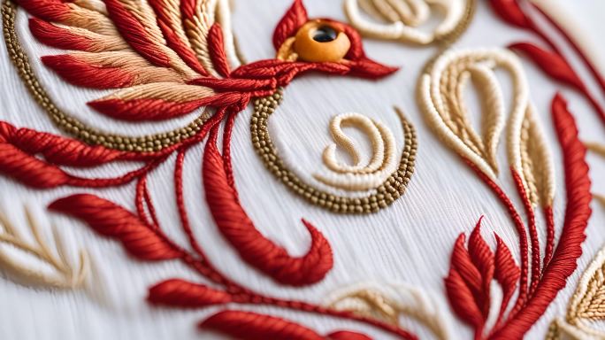 凤凰 金凤凰 刺绣  绣花