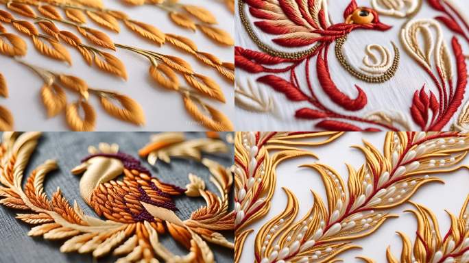 凤凰 金凤凰 刺绣  绣花