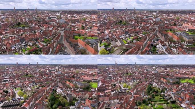 比利时布鲁日市鸟瞰图，在欧洲建立镜头和地标