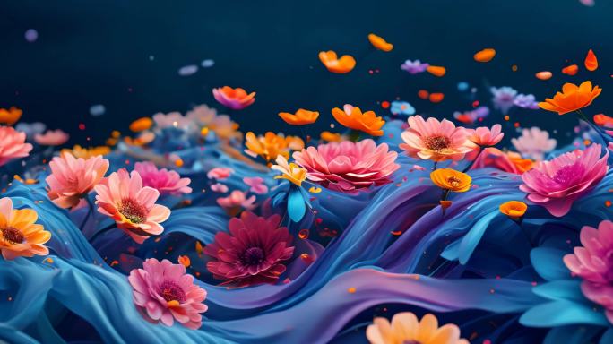 梦幻花海背景视频