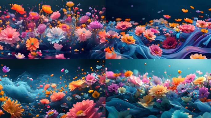 梦幻花海背景视频