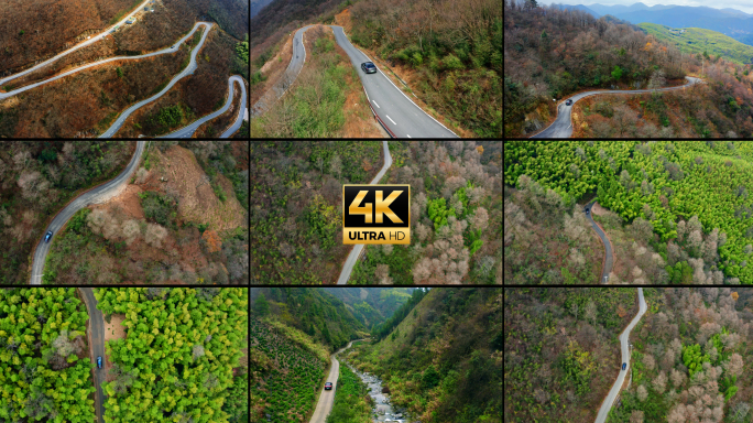 4k航拍自驾新能源汽车盘山公路自驾游