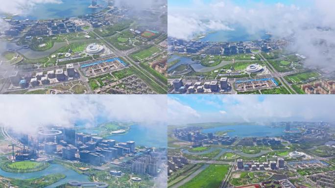 上海临港滴水湖平流云航拍
