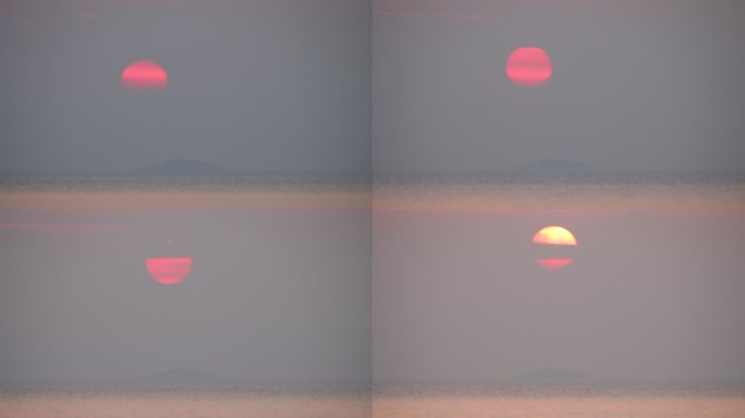 山东威海威海湾日岛海上日出延时