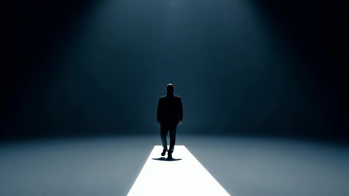 黑暗中光路行走光束通路成功希望科幻传送