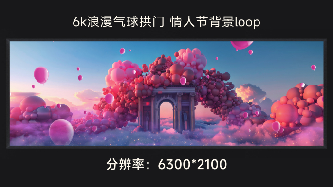 6k浪漫气球拱门 情人节背景loop