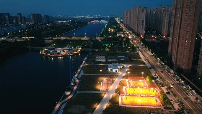 杭州湾十塘江夜景滨海新城