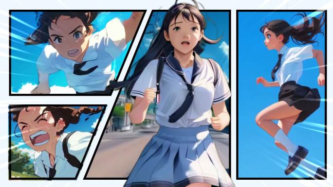 横版抖音漫画分屏多画面展示AE模板