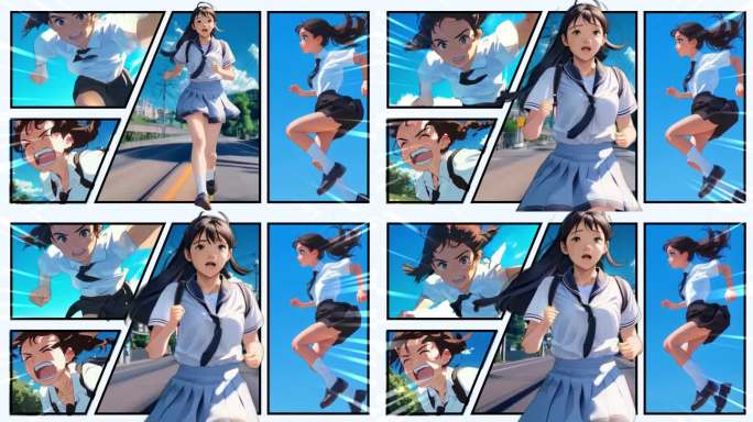 横版抖音漫画分屏多画面展示AE模板