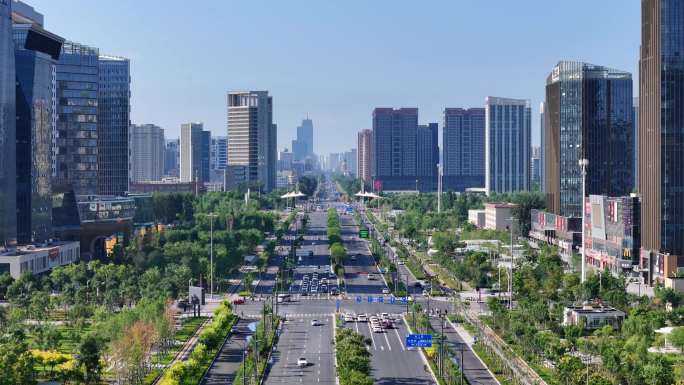 航拍保定高新区绿廊街景/城市宣传素材