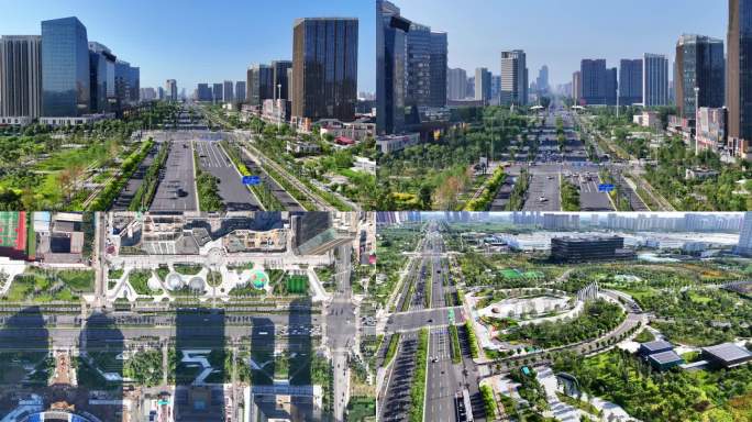 航拍保定高新区绿廊街景/城市宣传素材
