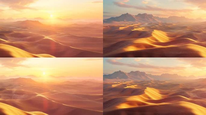 日出沙丘沙漠宽屏舞台背景