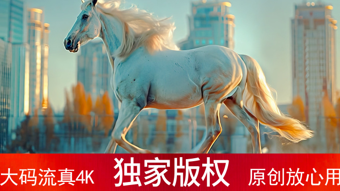 白马在城市奔跑