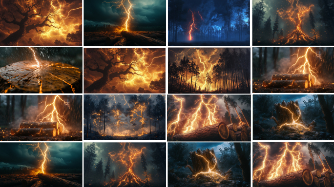 雷击木 大闪电 震撼雷击木超级闪电