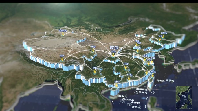 【一键修改】中国地图分布区位三维地图辐射