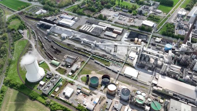 德国化工产品生产基地设施。鲁尔地区。工业园区。鸟瞰图。