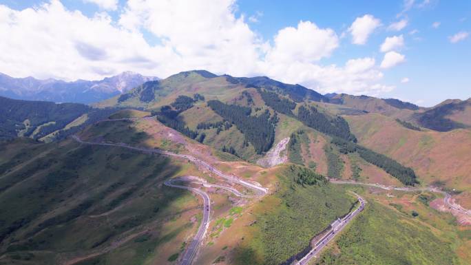 伊昭公路草原牧场石峰森林百里画廊光影航拍