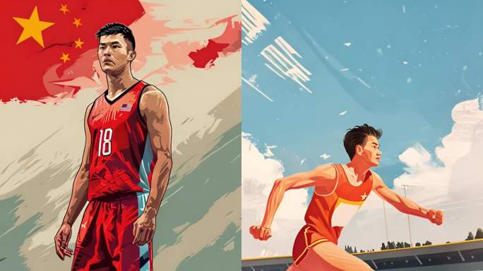 【竖屏】巴黎奥运奥运插画运动员插画运动会