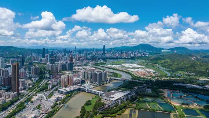 深圳河福田河套深港科技创新合作区航拍延时